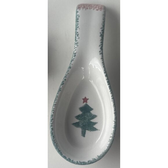 Ceramic Winter Holidays Christmas Tree Napkin Holder and Spoon Holder (READ) - Picture 3 of 16